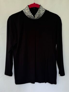 L'AGENCE - Mya Embellished Mockneck Top In Black